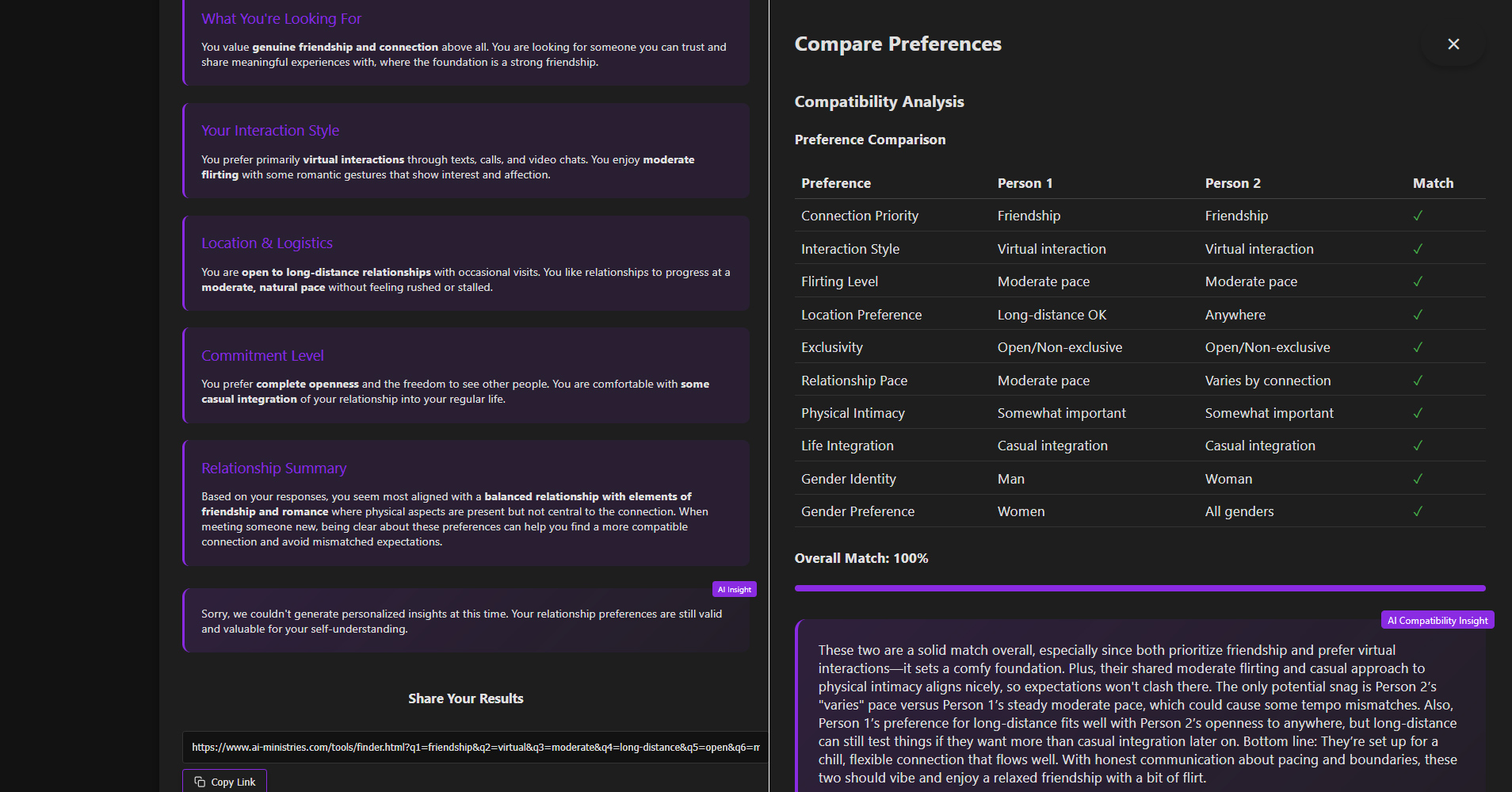 Relationship Preference Finder